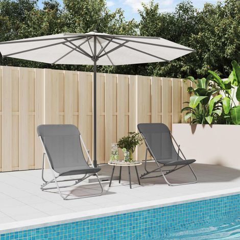 Lot de 2 Chaises de plage pliantes Chaise de Camping textilène acier enduit de poudre 45034 (1/5)