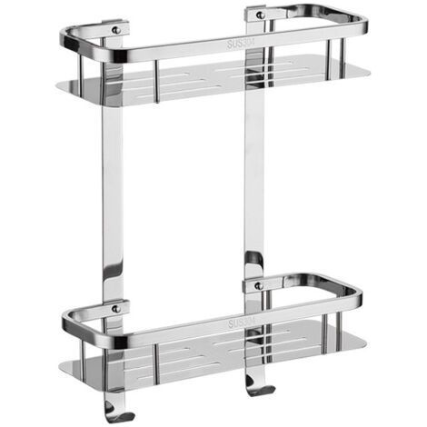 Duschständer aus Edelstahl - Badezimmerständer für die Wanddusche (2-stufige Duschwanne aus Edelstahl)