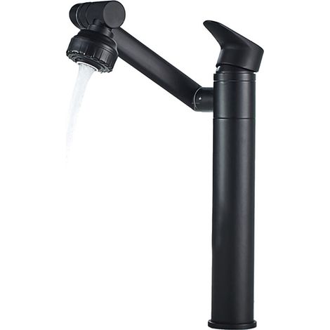 Robinet de cuisine pivotant à 1080°, 2 jets, poignée unique, douchette pour lavabo, valve céramique, mitigeur eau chaude/eau froide, bec haut, finition brossée (1/5)