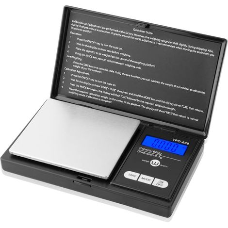Balance de poche numérique 100 g, précision 0,01 g, Noir (1/5)
