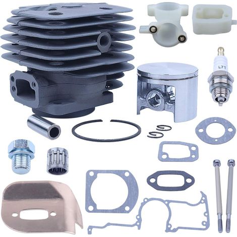 Kit piston de cylindre 52 mm pour Husqvarna 266 266XP 266SE 162 Tronçonneuse, kit piston de cylindre, kit de joints, déflecteur pour bougie et roulement à aiguilles (1/5)