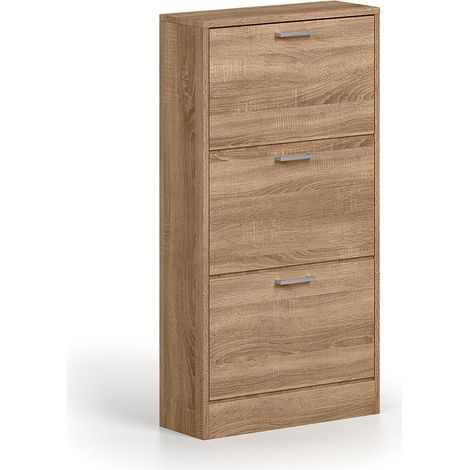 Mobile portascarpe verticale ERA, 3 cassetti colore rovere sonoma