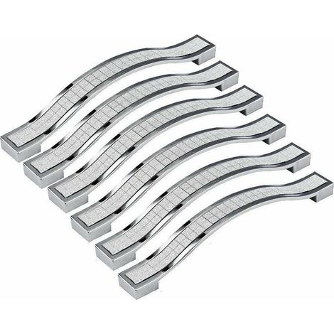 Outils ménagers en alliage de zinc pour garde-robe à sequins (6pcs128-Silver Sand White)Armoire de cuisine universelle (1/4)