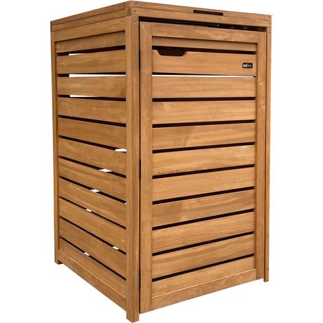 Cache-poubelle en bois de pruche carbonisé – Abri extérieur pour 1 conteneur jusqu'à 240L – Résistant à l'humidité et aux insectes – AXI