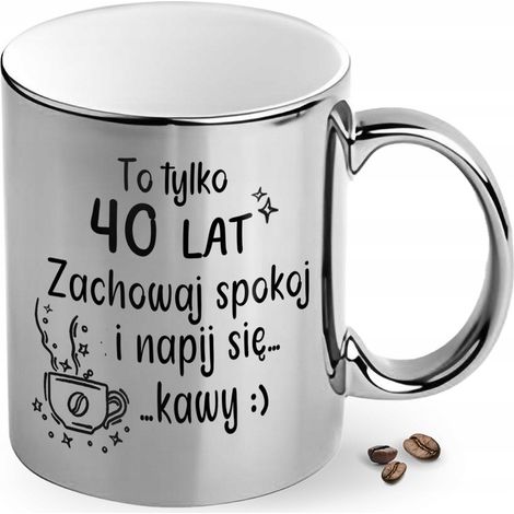 Tasse als Geschenk zum 40. Geburtstag, 40. Geburtstag, 40 Jahre, wunderschön silberglänzend