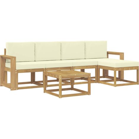 Conjunto de sofás de exterior 6 uds. Blanco y Crema vidaXL (1/5)