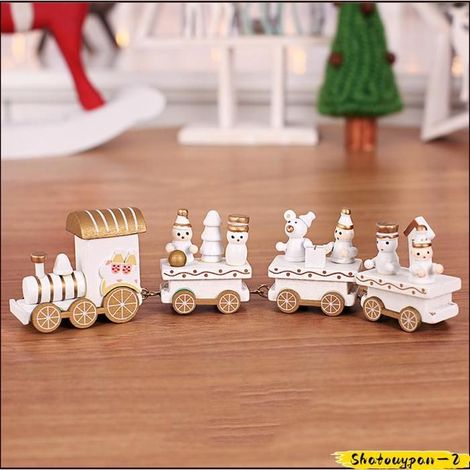 Cocosity Train en bois de Noël Train de noël en bois, joli ornement de Train de noël en bois pour la luminaire decoration (1/4)