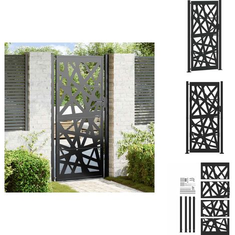 Gartentor Schwarz 105x205 cm Stahl Lichtdesign - Gartentor - Gartentore - Zauntor - Sicherheitstor (1/5)