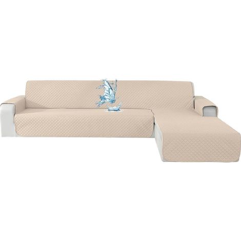 Ecksofa Überwurf L-Form wasserdicht, rutschfest, für 3-Sitzer, beige (1/5)