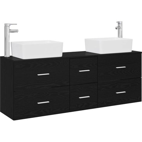 Bathroom Cabinet Set 3 pcs Black 53 x 34.5 x 63 cm vidaXL (1/5)