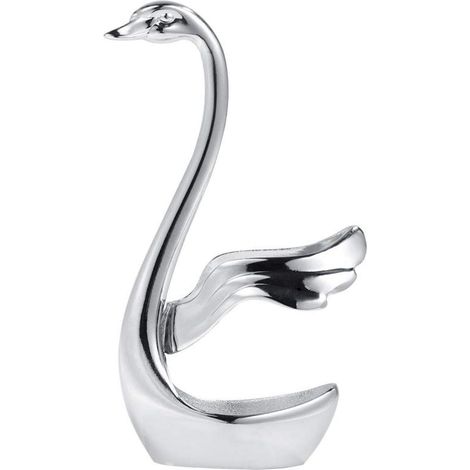 Portautensilios de acero inoxidable, base de cisne, para cocina, tenedor y cuchara (platino)