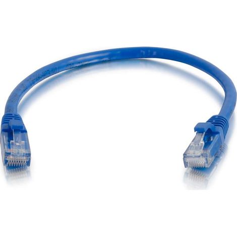 Cbl/0.5M Blue CAT6PVC SLess UTP CB C2G Cat6 Booted Unshielded (UTP) Network Patch Cable - Cordon de raccordement - RJ-45 (M) pour RJ-45 (M) - 50 cm - UTP - CAT 6 - moulé, sans crochet, bloqué - bleu