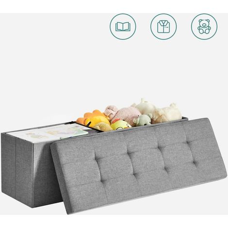 Klappbare Kommode mit Sitzbank und Aufbewahrungsbox aus Polyester – 110 x 38 x 38 cm – Hellgrau