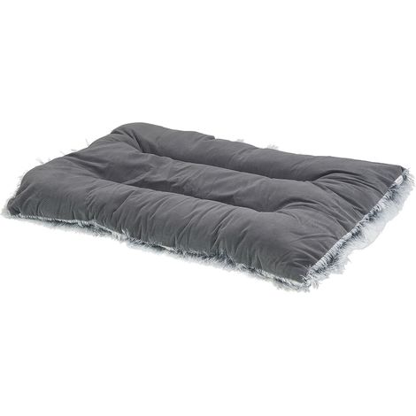 Cuccia animali letto per cani lettino gatti velluto grigio con nappe 60 x 45 cm Ergani