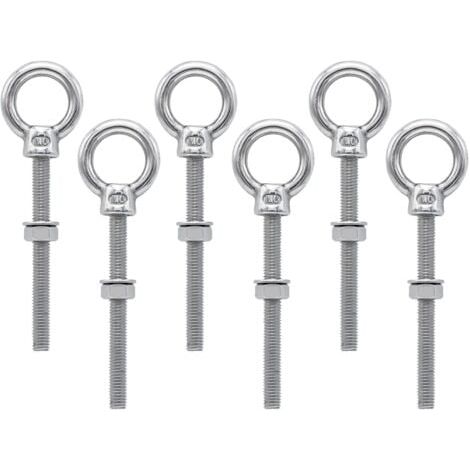 Tornillos de anillo de rosca métrica de acero inoxidable M6 para fijación y suspensión (6 unidades) (1/5)