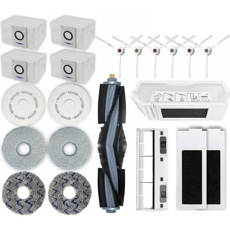 Kit de accesorios de repuesto de 21 piezas compatible con aspiradoras robot Ecovacs DEEBOT T20 OMNI: 1 cepillo giratorio, 6 cepillos laterales, 4 paños de fregona, 2 filtros, 1 (1/5)