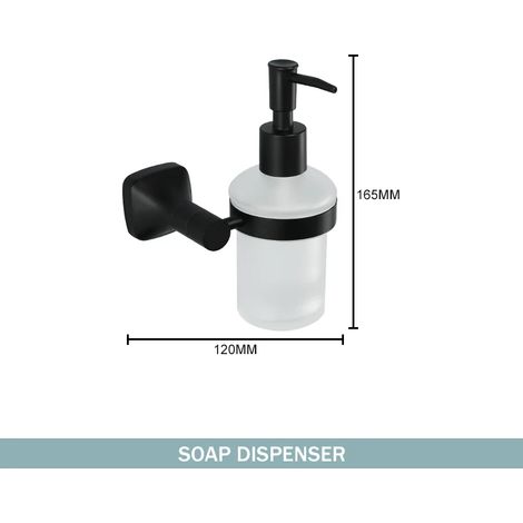 (Distributeur de savon) Ensemble d'accessoires de salle de bain noir mat, crochet mural en acier inoxydable, porte-papier toilette, barre porte-serviettes, suspension (1/5)