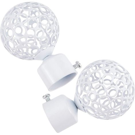 2PCS Embouts de Tringle à Rideau Ronds 28mm Draperie Pole End White Ball Cage Remplacement Décoratif End Head Caps pour Home Office Rideau Roman Rod Decor Accessoires (8.8x5.9cm) (1/5)