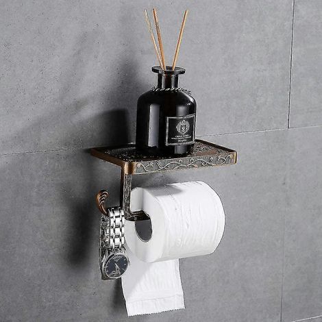 Porte-rouleau de papier toilette mural rétro avec support pour téléphone portable, style rétro (1/5)