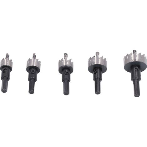 Scie cloche métal 5 pièces 16-30mm acier rapide haute dureté résistante usure tige 7mm forets perçage acier inoxydable (1/5)