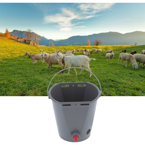 Seau à lait avec 4 tétines et clapets anti-retour, équipement d'alimentation en plastique pour bétail, 8 L, pour agneaux (1/5)