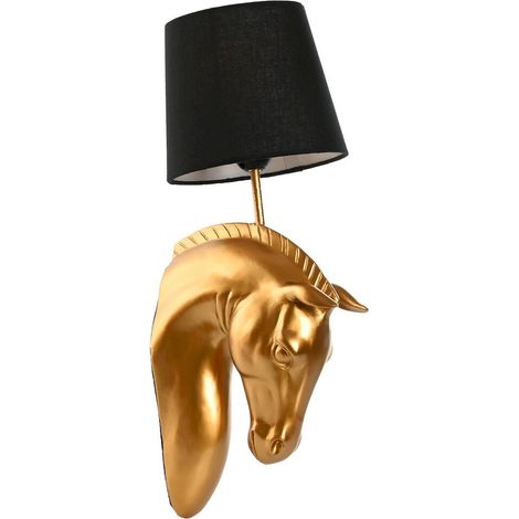 Applique murale tête de cheval dorée style colonial chic - doré et noir élégant (1/5)