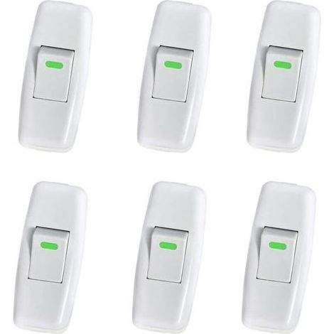 6 Pack Interrupteur Lampe, Interrupteur Torpedo, Ligne Cordon Interrupteur, Interrupteur Lampe de Chevet, Interrupteur à Bascule en Ligne pour Lampe de Table de Chevet Remplacement du Bouton (1/4)