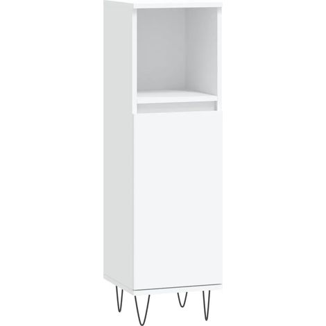 Elegante mueble de baño con espacio de almacenamiento 30 x 30 x 100 cm estilo industrial madera blanca 020049003 (1/5)
