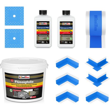 Dichtset Dusche Flüssigfolie 12 kg Abdichtset Dichtband Set Bad Duschelement (1/5)