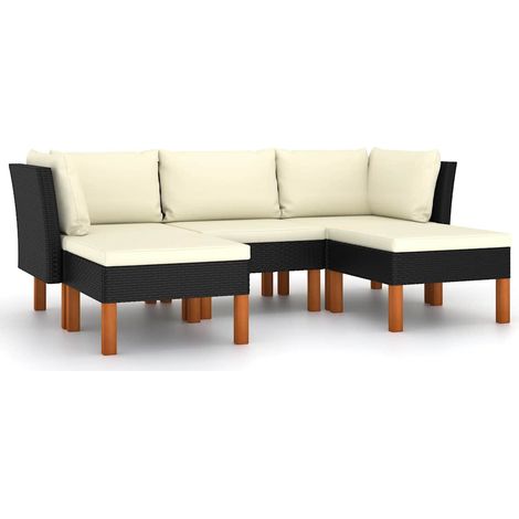 Maison Exclusive - Set Divani da Giardino 5 pz con Cuscini in Polyrattan Nero