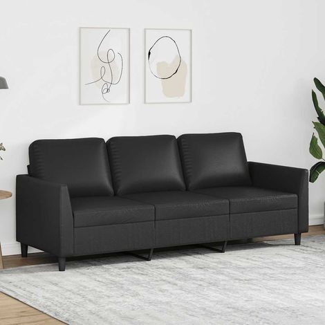 vidaXL Divano a 3 Posti Nero 180 cm in Similpelle