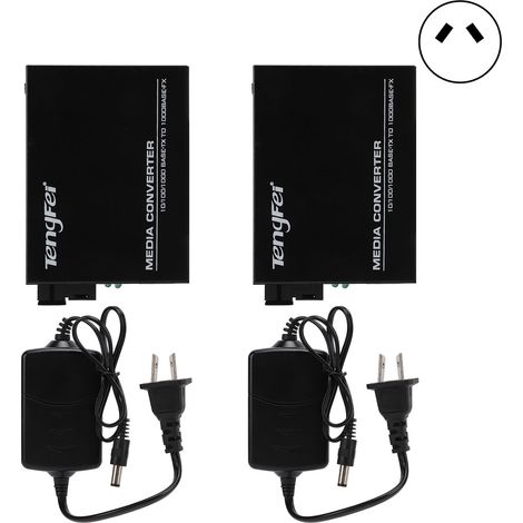 Convertisseur média monomode Gigabit Ethernet 20 km avec émetteur-récepteur optique, indicateurs LED et prise AU 100-240 V (1/5)