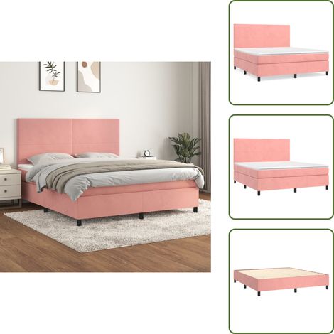 Boxspringbett mit Matratze Rosa 180x200 cm Samt - Boxspringbett - Samtbett - Rosa Bett - Doppelbett - 180x200 Cm (1/5)