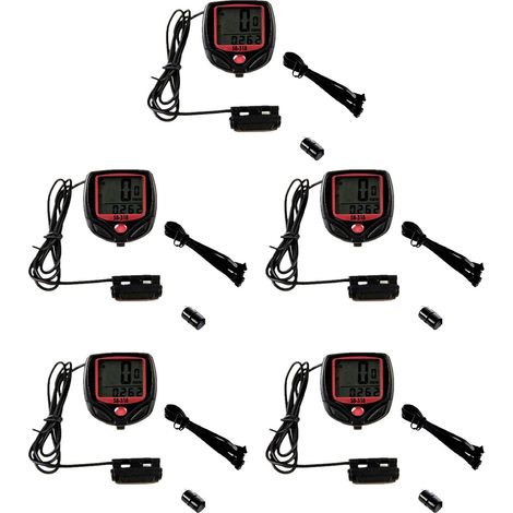 5X Ordinateur de Vélo Étanche Compteur de Vélo Compteur Kilométrique Compteur de Vitesse Affichage LCD Ordinateur de Cyclisme Velocimetro Chronomètre Filaire (1/5)