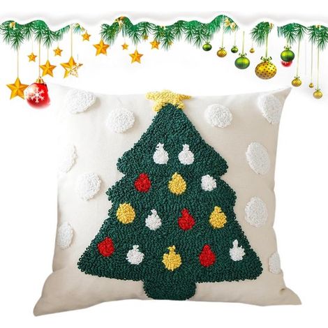 Weihnachten,Weihnachtsdekoration,Kissenbezüge mit Weihnachtsbaum-Motiv,Weihnachtsfeiertage,Grüner Baum und Schneeflocke,45 x 45 cm (1/5)