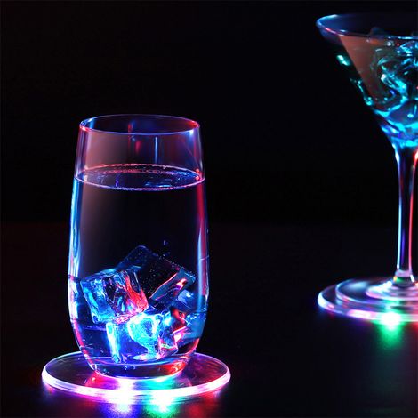 Lot de 3 sous-verres lumineux LED en acrylique cristal pour verres à cocktail fins, style barman (1/5)