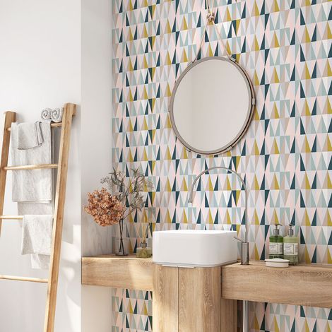 Crédence adhésive salle de bain - Motif Géométrique - 60x60 cm - Adhésif MAT (1/4)