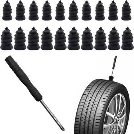 Ulisem21 Pcs Tubeless Tire Puncture Repair Kit reparation pneu voiturewith Mushroom Avec tournevis,kit anti crevaison voiture Plug for Tyre Punctures and Flats on Cars,Motorcycles,Trucks Tractors (1/5)
