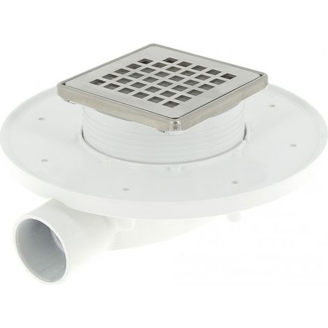 Nicoll – Siphon de douche 10x10cm avec grille inox 304 – Sortie horizontale Ø40mm – Débit 0.6l/s – Garde d'eau 10mm