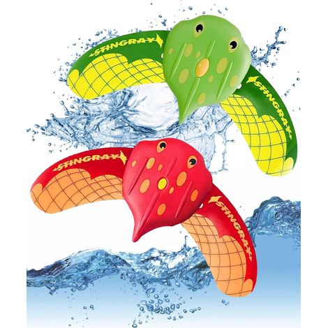 2 planeur sous-marin, jouets de piscine, jouets de plongée, jouets de piscine, appuyez simplement dessus sous la surface de l'eau et il se déplace comme un petit poisson, rouge et vert (1/5)