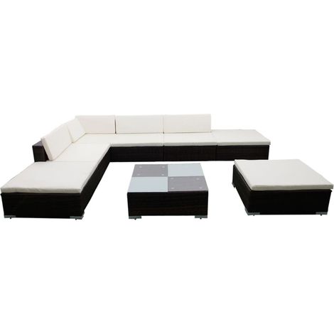 8-tlg. Garten-Lounge-Set mit Kissen Poly Rattan Braun vidaXL (1/5)