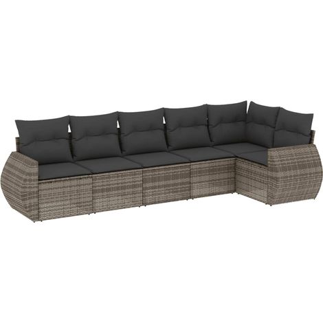 Maison Exclusive - Set de muebles de jardín 6 pzas y cojines ratá (1/5)