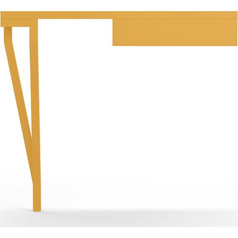 Table console, modèle 733 collection AIRE, en hêtre massif cérusé, moutarde (1/3)