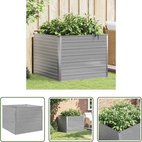 Hochbeet 100 x 100 x 77 cm - Hochbeet 100 x 100 x 77 cm Verzinkter Stahl Grau (1/5)