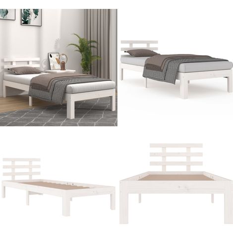 Cadre de lit sans matelas blanc 90x190 cm - Cadre De Lit - Lit Simple - Lit En Bois - Lit Blanc - Meuble Chambre - Home & Living (1/5)