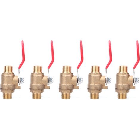 5 Pièces Robinet à Bille G1/4 Double Filetage Mâle Renforcé en Laiton, Accessoire pour Compresseur d'Air (1/5)
