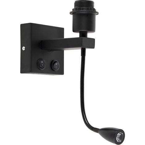 QAZQA Applique con braccio flessibile brescia combi - Moderno - Acciaio - Nero - Quadrato (non sostituibile) LED Max. 1 x 1 Watt