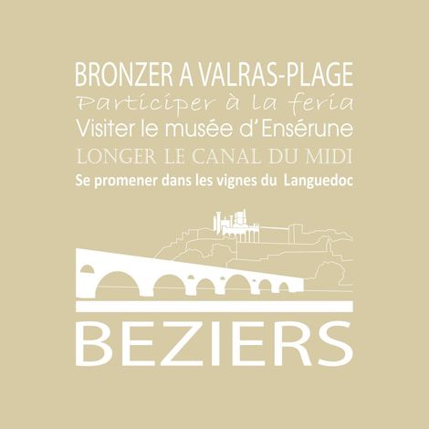 Tableau sur toile Béziers beige 30x30 cm - Impression sur Toile Murale Décorative - Image imprimée en HD sur Toile - Toile sur Châssis en Bois FSC - Fabriqué en France