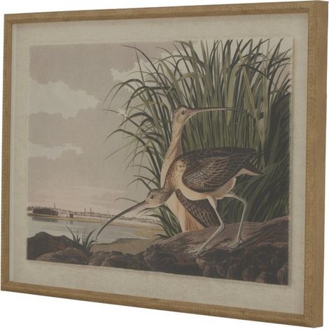 Flora & Fauna Collection Curlews on Linen in Beaded Frame - Glass - L2 x W62 x H45 cm - Brown
