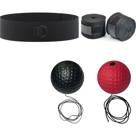 Ensemble de balles de réaction, bandeau élastique portable, équipement d'entraînement à la coordination, deux balles, élastiques et bandeau, convient aux débutants et aux boxeurs. (1/2)